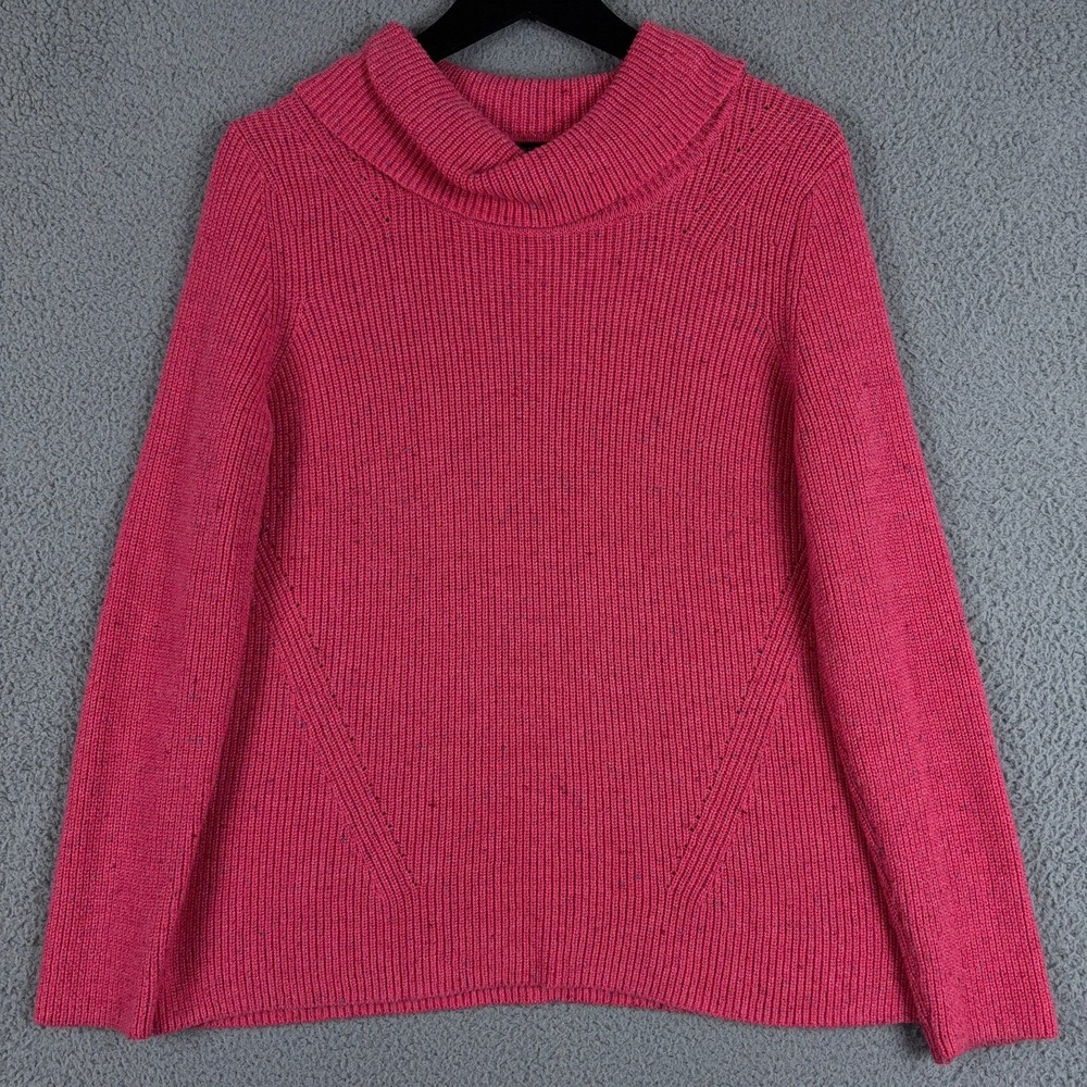 Talbots Sweater Womens LP Petite Pink Donegal Turtleneck Pullover Ribbed‎ Knit
